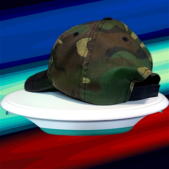 New Distressed Camouflage Denim Strap Back Dad Hat | Patriotic Patch | Unbranded - Picture 6 of 16